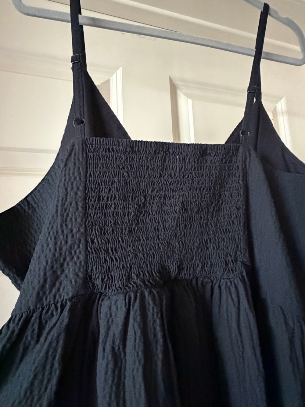 Seersucker Black Spaghetti Strap Dress - Picture 6 of 7